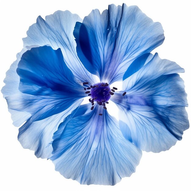 Flor Azul Aislada Sobre Fondo Claro Elevación