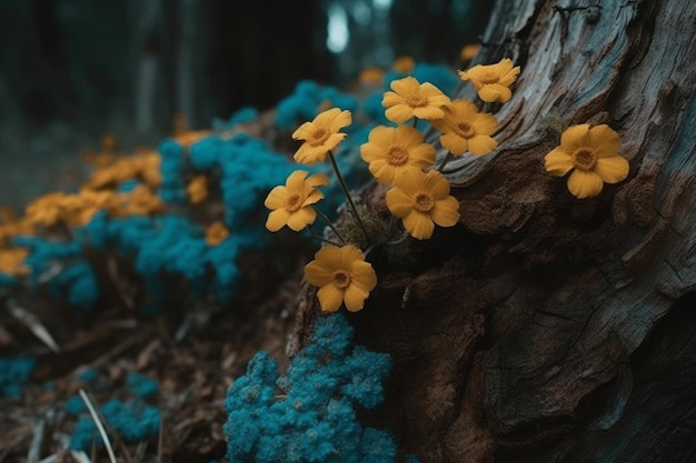 Una flor azul en el bosque