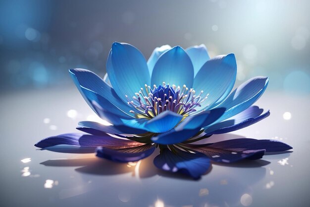 Foto flor azul brillante sobre un fondo claro