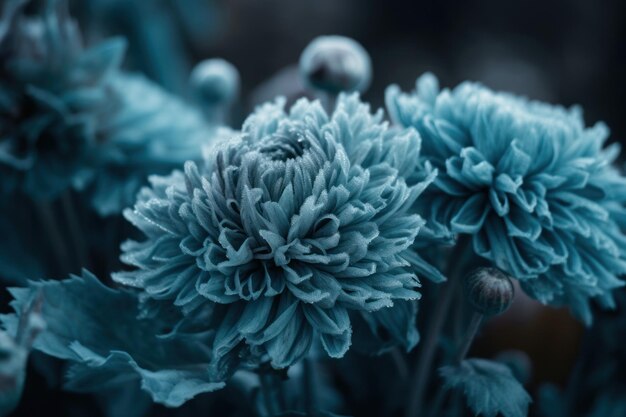 Flor azul congelada invierno Generar Ai