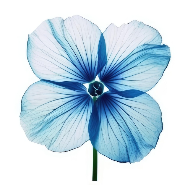 Una flor azul con un diamante encima.