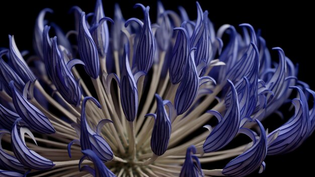 Foto una flor azul con un fondo negro.