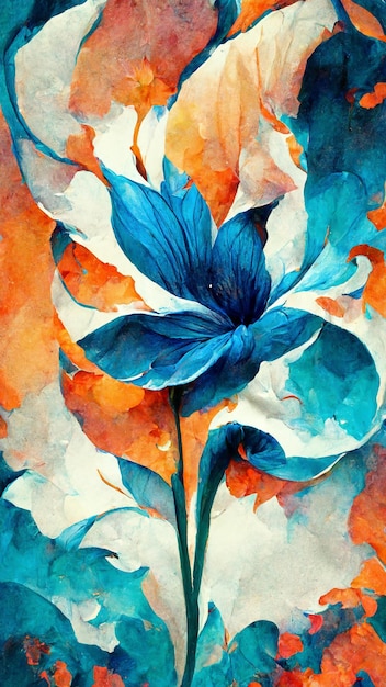Flor azul ilustración concepto diseño 3D ilustración