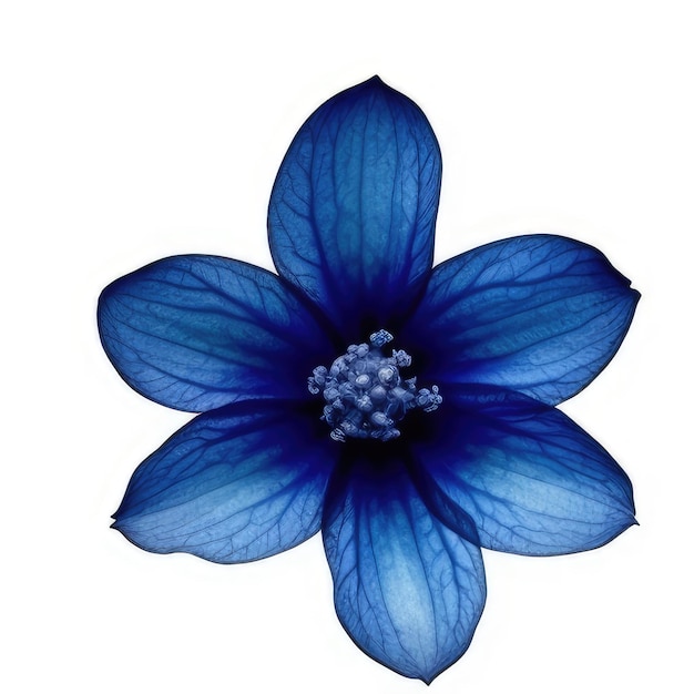 Foto una flor azul con la palabra 