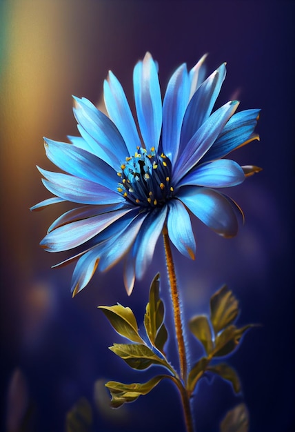 Flor azul en primer plano macro Resumen macro bellas artes Generado por IA