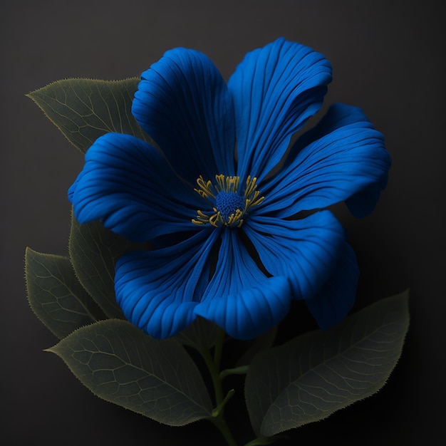 Flor azul sobre fondo marrón