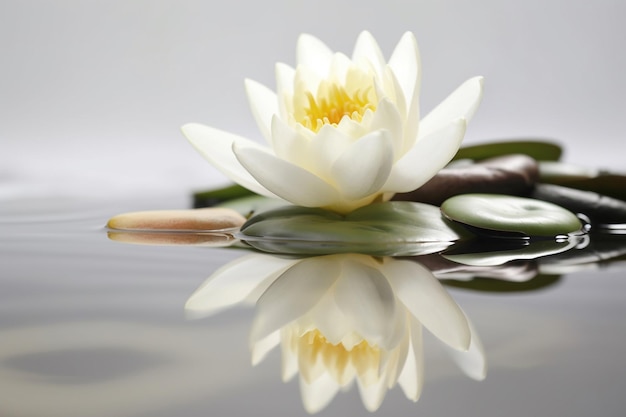 Una flor blanca en el agua