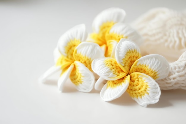 Una flor blanca y amarilla hecha por la compañía de flores.