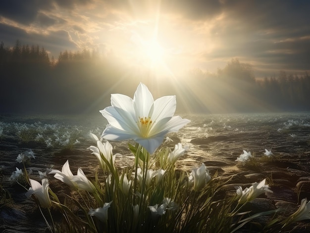 La flor blanca en el campo