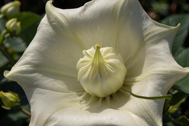 Foto una flor blanca con un centro amarillo que dice 