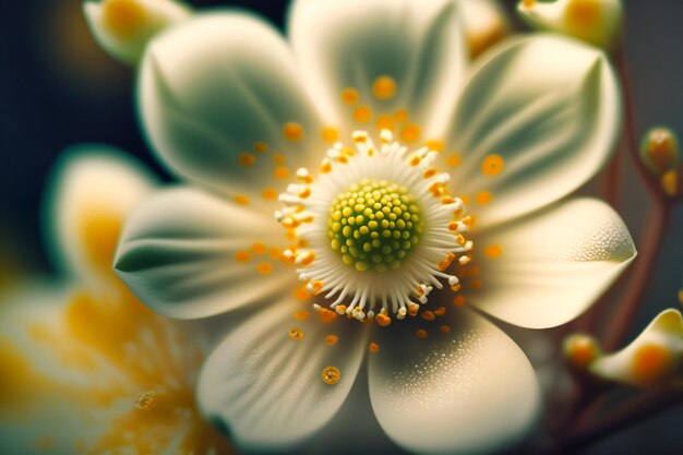 Flor blanca con centro amarillo