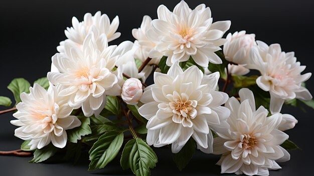 Foto flor blanca de crisantemo morifolium con hojas