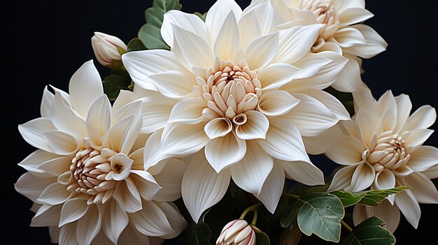 Foto flor blanca de crisantemo morifolium con hojas