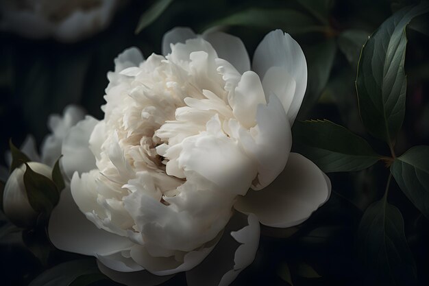 Flor blanca peonía floración generativa ai.