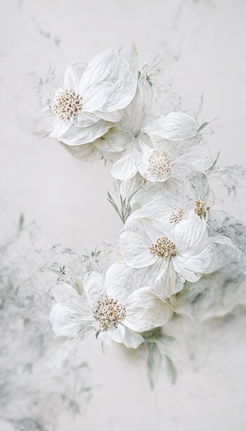 Flor blanca vintage sobre fondo borroso