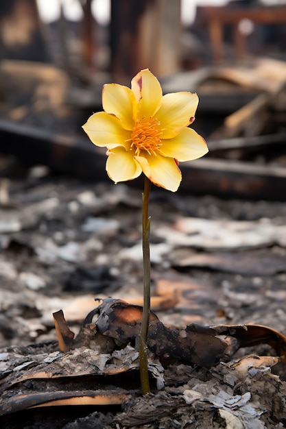 La flor blanca en la zona de guerra