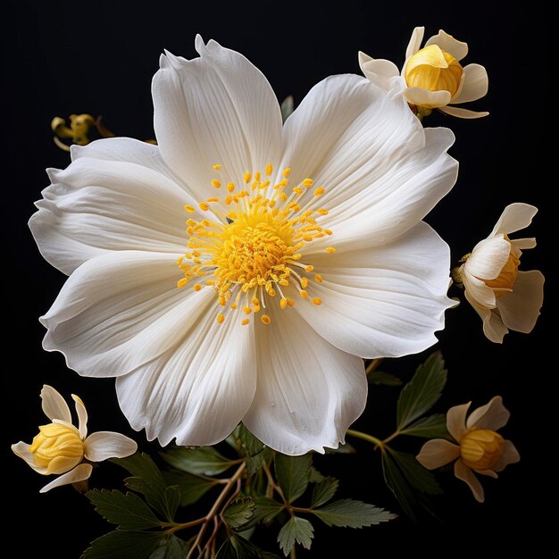 Foto flor branca com centro amarelo centro amarelo hd em fundo branco