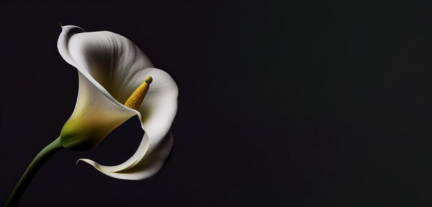 Flor branca escura de Calla Lilly no fundo preto