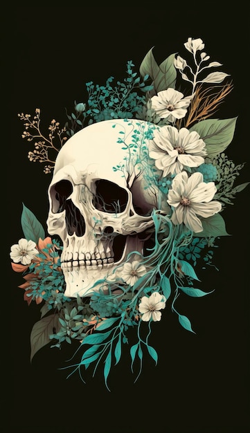 flor de calavera de acuarela