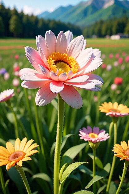 Una flor en un campo de flores.