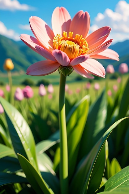 Una flor en un campo de flores.