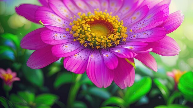 Una flor con un centro amarillo.