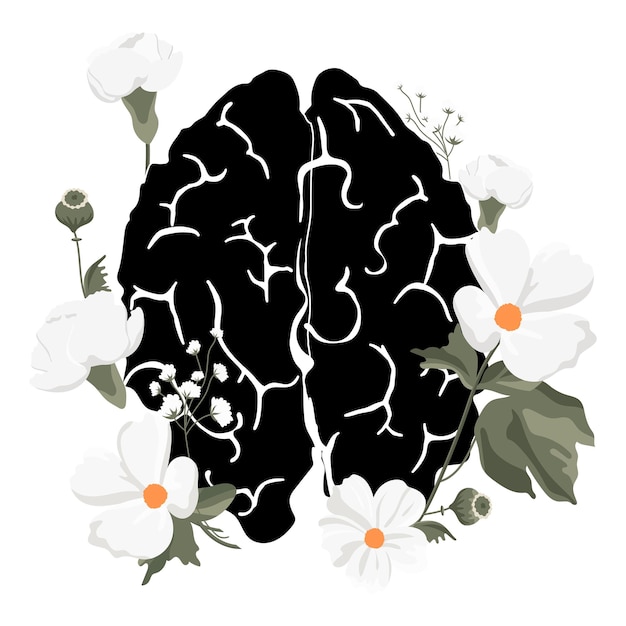 La flor del cerebro pegatina png de fondo transparente