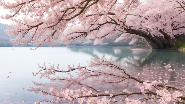 Foto la flor de la cereza sakura en pleno florecimiento en el parque hirosaki en japón