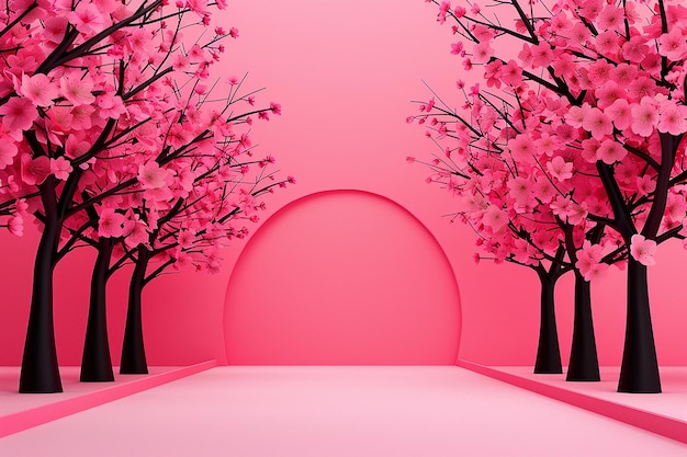 Flor de cerezo de boda fresca etapa pétalos rosados ramas delicadas luz de primavera romántica