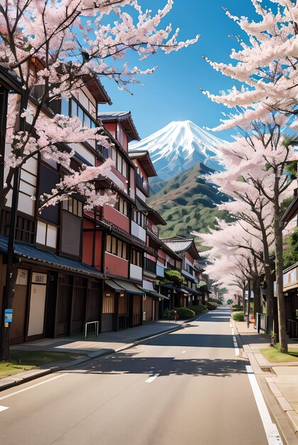 Foto flor de cerezo en la calle japón