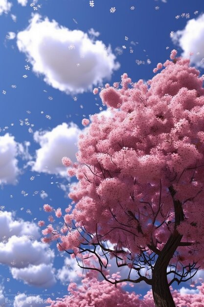 Foto flor de cerezo elegante cielo azul fondo ai generativo