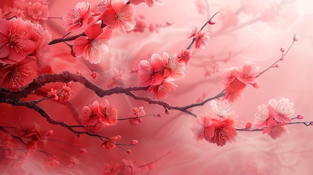 Foto la flor de cerezo moderna para el año nuevo chino y el año novo lunar