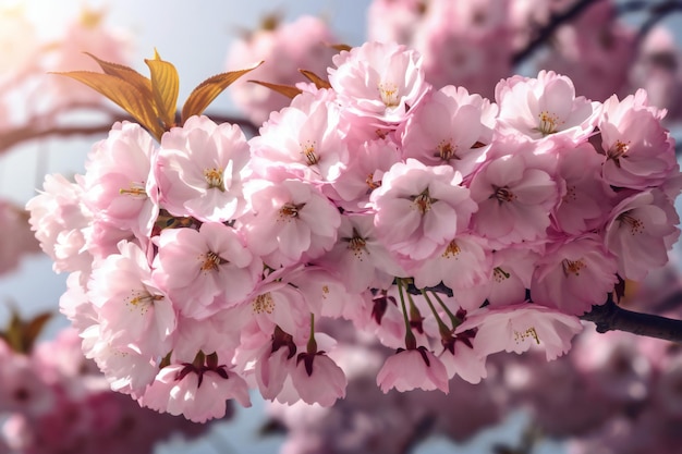 Flor de cerezo en primavera Hermosas flores rosadas de sakura