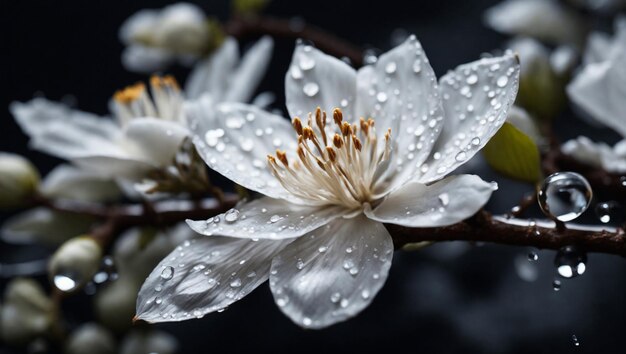 Foto flor de cerezo real belleza de primer plano de la flor de neroli del árbol de naranja amargo planta de cítricos blo