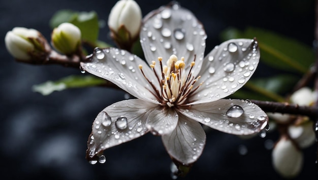 Foto flor de cerezo real belleza de primer plano de la flor de neroli del árbol de naranja amargo planta de cítricos blo