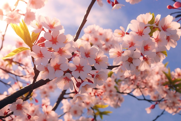 flor de cerezo rosa en primavera con Sky