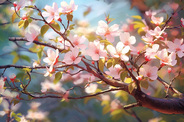 flor de cerezo rosa en primavera con Sky