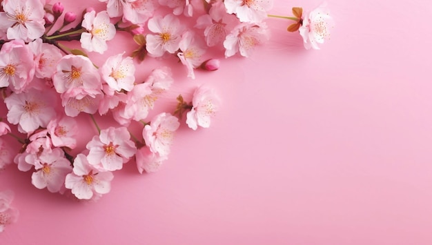 Flor de cerezo rosa sobre un fondo rosa