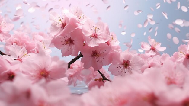 Foto flor de cerezo rosado flores de primavera concepto de hanami hermoso fondo plantilla social