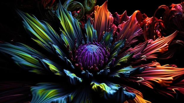 Foto una flor de colores con un fondo negro