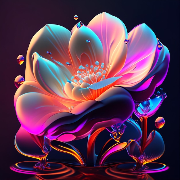 Flor colorida en 3D