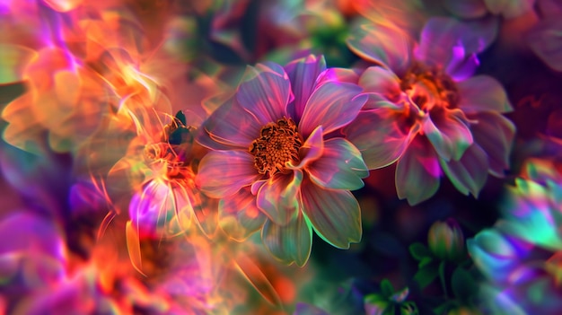 una flor colorida con los colores del arco iris