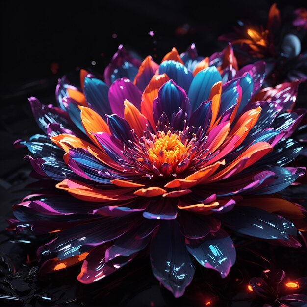 Flor colorida de néon