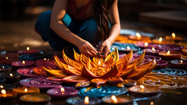 Foto una flor colorida hecha de papel