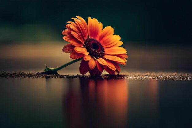 flor colorida con una hoja verde en