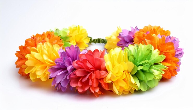 Foto flor colorida lei guirlanda isolada