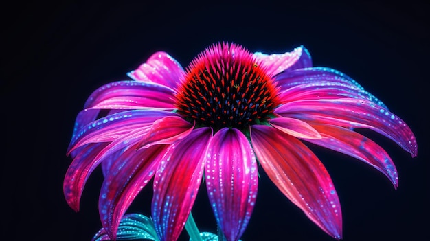 Flor de coníferas Color de neón realista Imagen generada por la IA