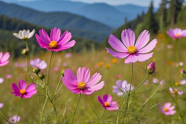 Foto la flor del cosmos cosmos bipinnatus con un fondo borroso