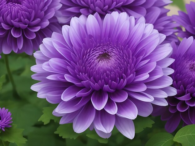 Foto flor de crisantemo púrpura generada por la ia