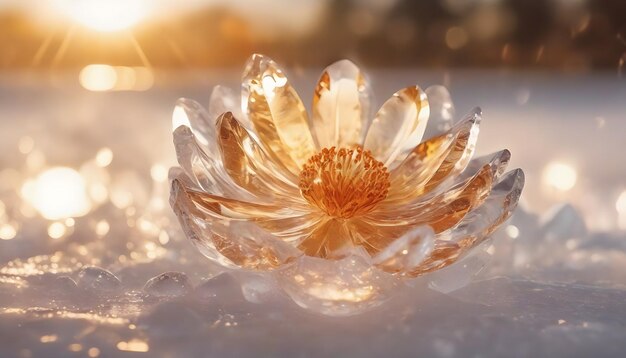 Flor de cristal generativa de IA generada por IA en fondo de hielo